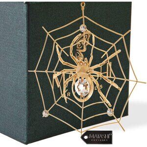 24K Gold Plated Crystal Spider Ornament for Christmas Tree Tinsel Legend Decor